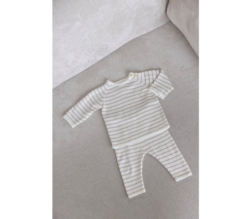 Feetje Sweater streep gebreid - Essential Knits Taupe