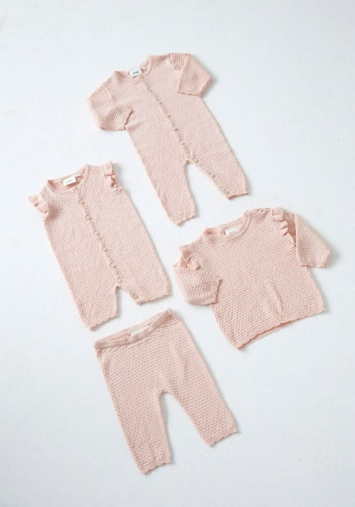 Feetje Pak gebreid pointelle - Essential Knits Roze