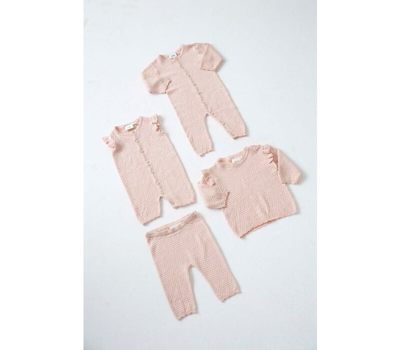 Feetje Pak gebreid pointelle - Essential Knits Roze