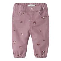 Name It NBFROSE LOOS R TWI PANT 1717 - YF T Elderberry - Embroidery
