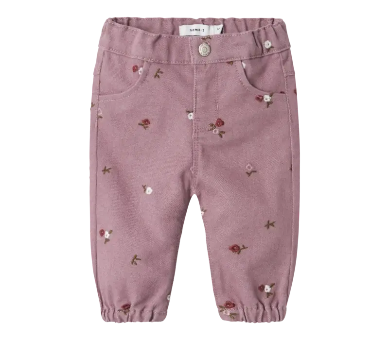 Name It NBFROSE LOOS R TWI PANT 1717 - YF T Elderberry - Embroidery