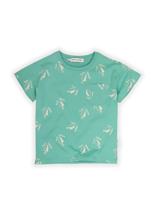 Sproet & Sprout Sproet & Sprout T-shirt pocket trees print  Botanical green
