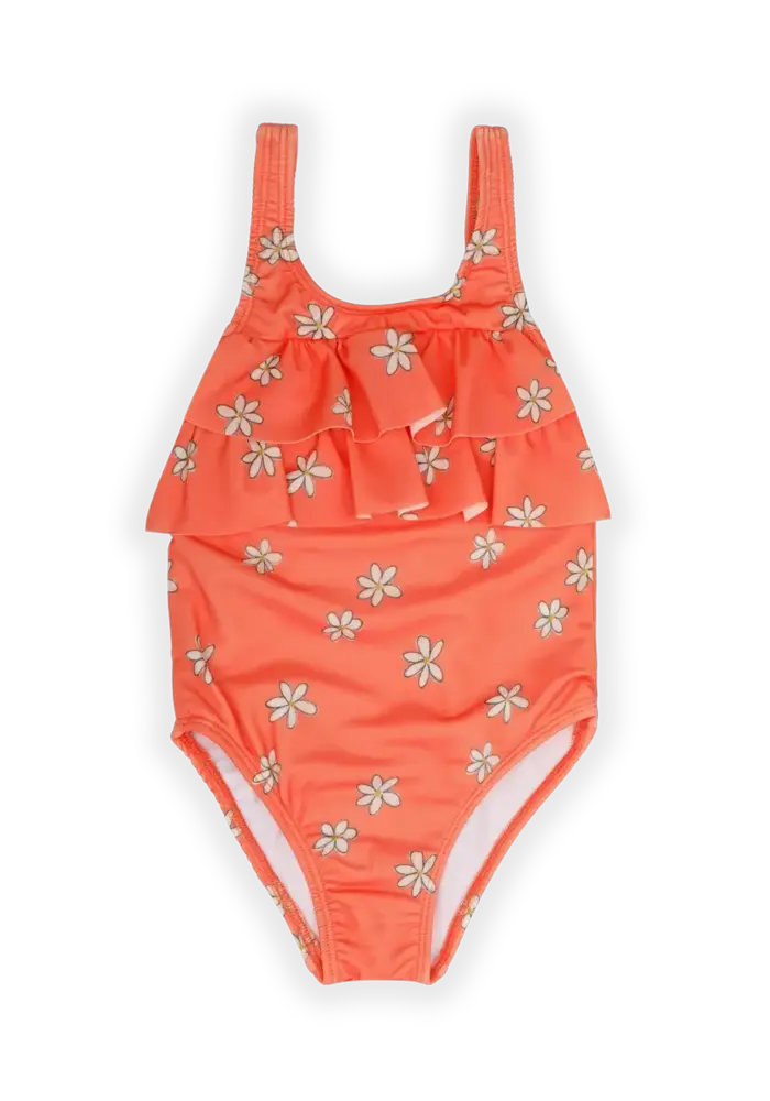 Sproet & Sprout Swimsuit chest ruffle daisies print  Blush