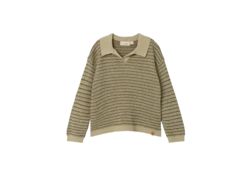 Lil' Atelier Lil 'Atelier Barker LS Knit Polo Moss Gray Lil' Atelier Lil 'Atelier Barker LS Knit Polo Moss Gray