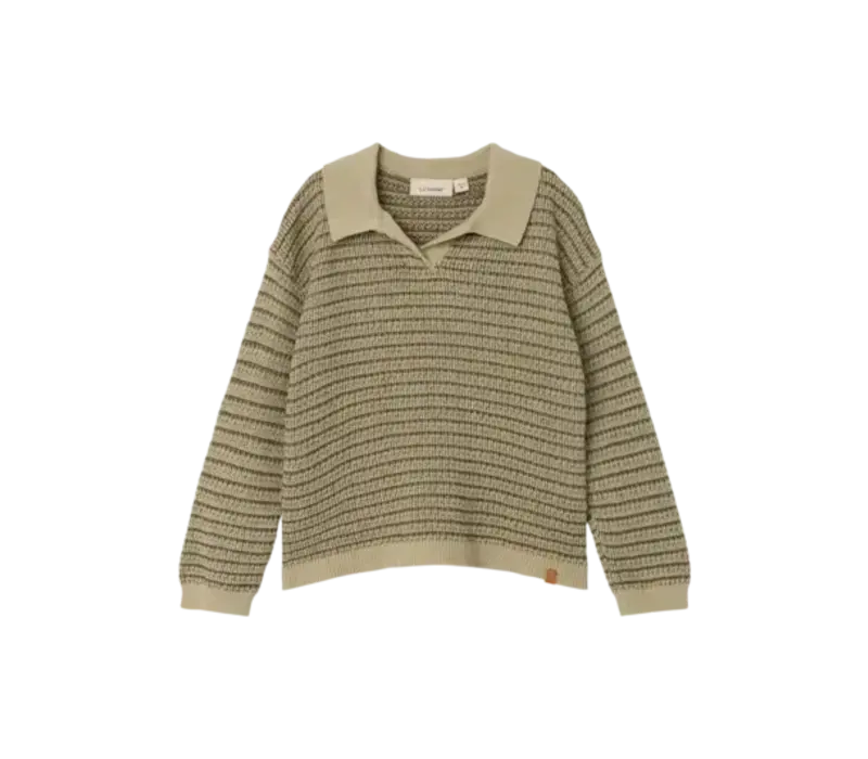 Lil 'Atelier Barker LS Knit Polo Moss Gray