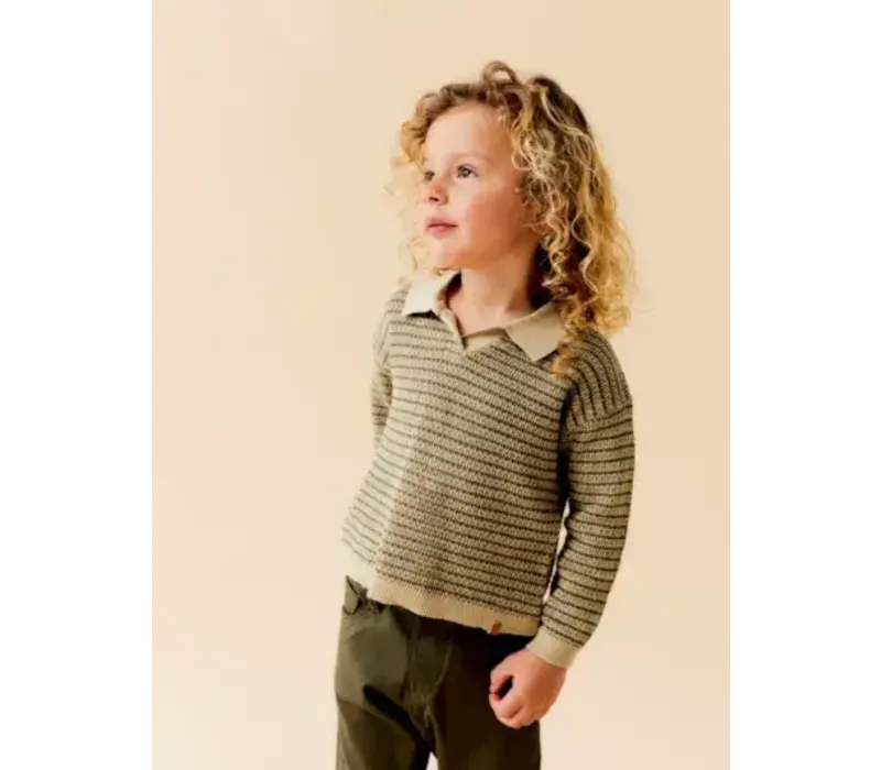 Lil 'Atelier Barker LS Knit Polo Moss Gray