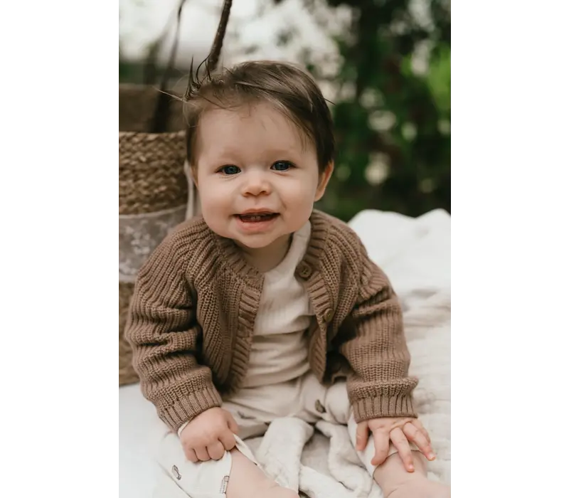 A Tiny Story baby cardigan caramel