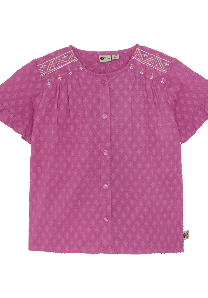 Daily Seven Shirt Embroidery Cherry Purple
