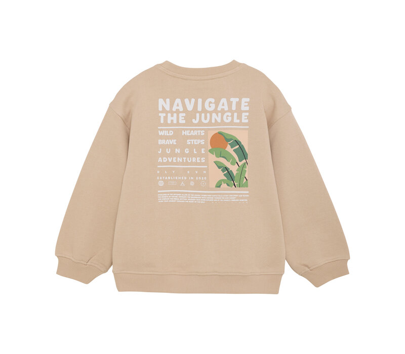 Daily Seven Sweater Oversized Print Latte Sand