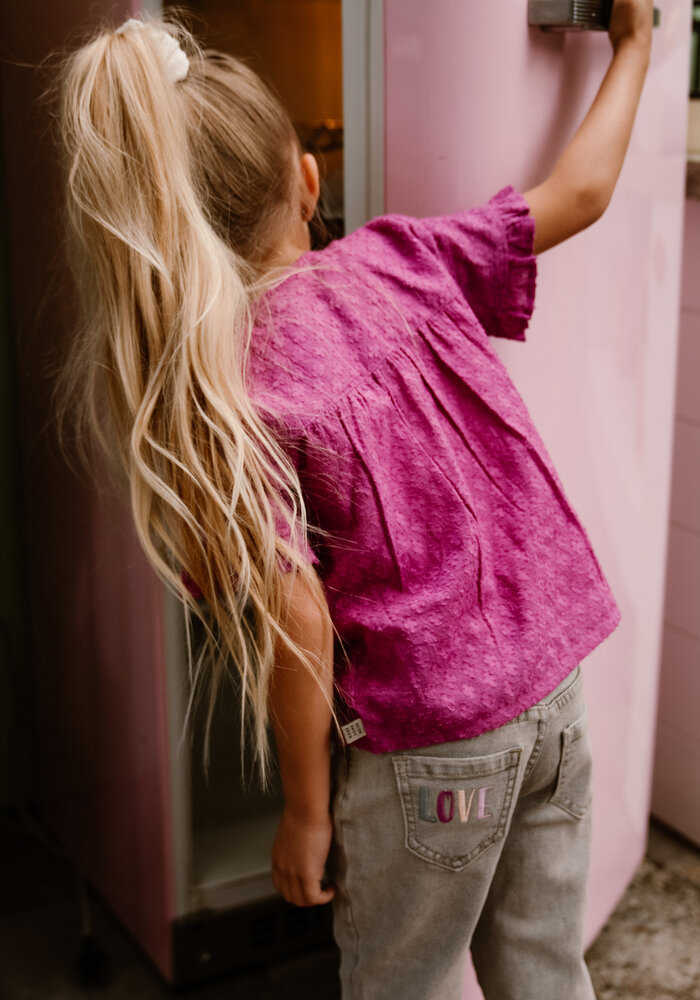 Daily Seven Shirt Embroidery Cherry Purple