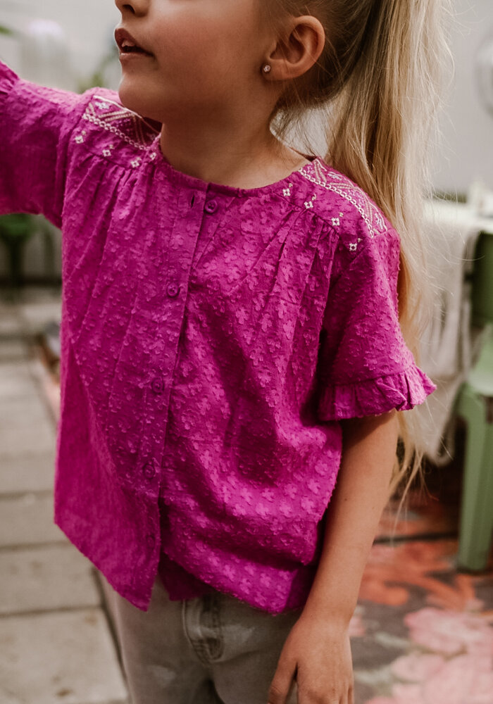 Daily Seven Shirt Embroidery Cherry Purple