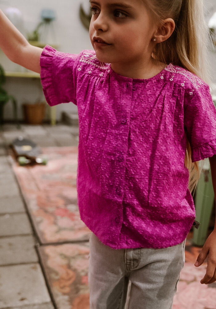 Daily Seven Shirt Embroidery Cherry Purple