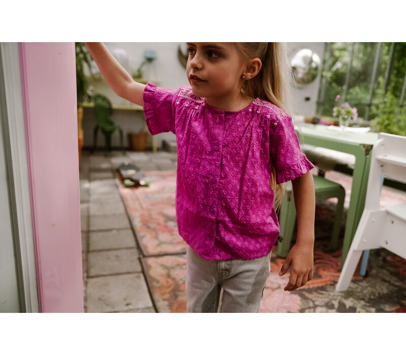 Daily Seven Shirt Embroidery Cherry Purple