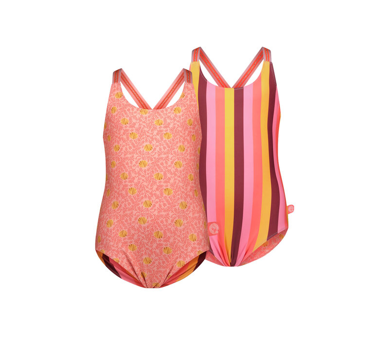 Reversible Just Beach girls swimsuit Multi stripe