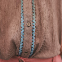 Your Wishes Stucco Wavy Flowy Blouse