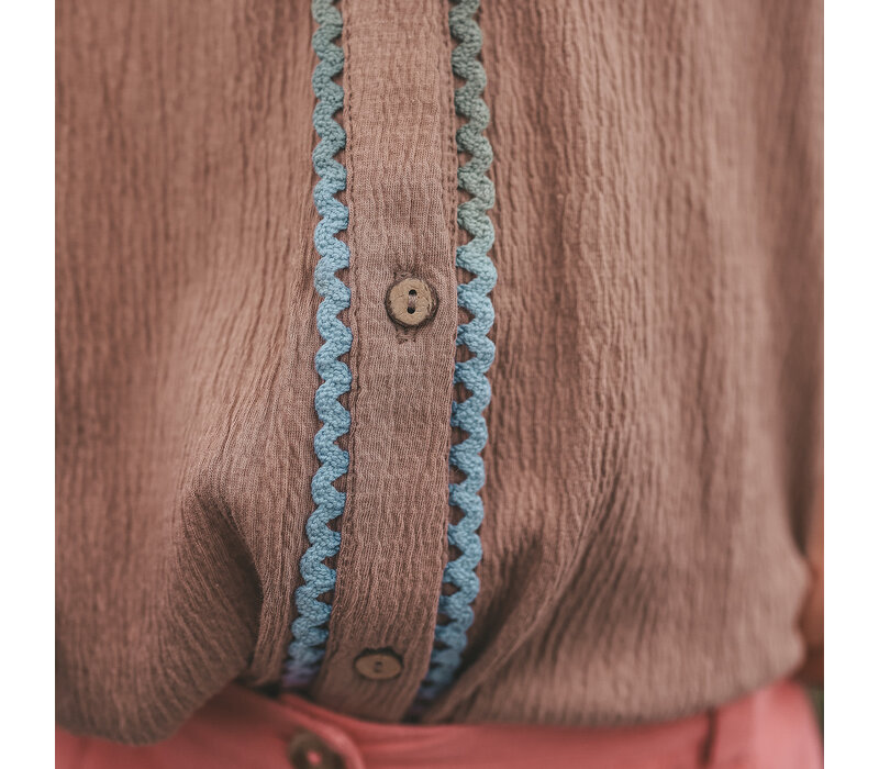 Your Wishes Stucco Wavy Flowy Blouse