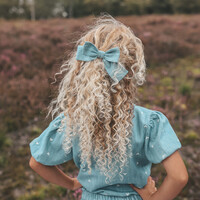 Your Wishes Light Blue Slub Denim Bow Clip