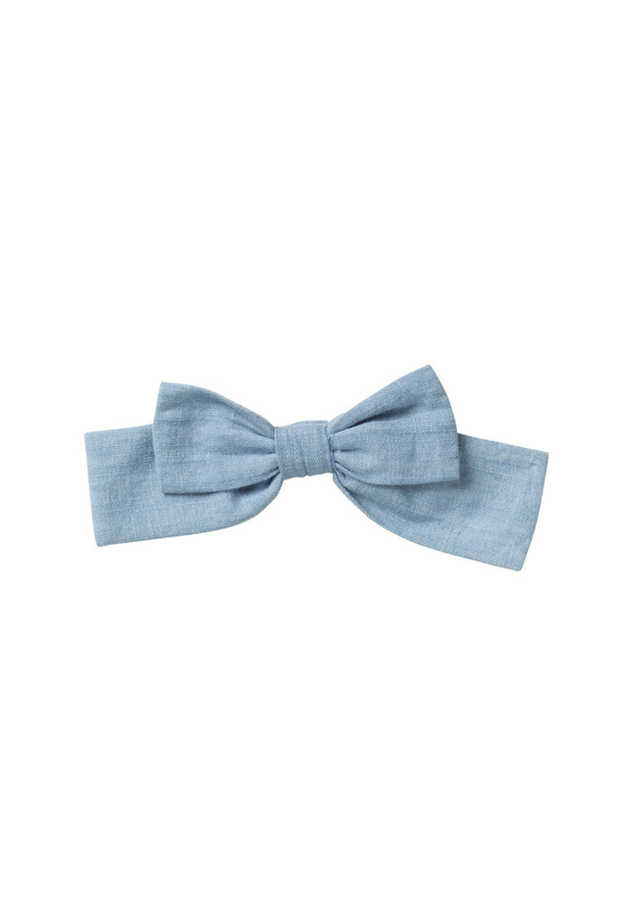 Your Wishes Light Blue Slub Denim Bow Clip