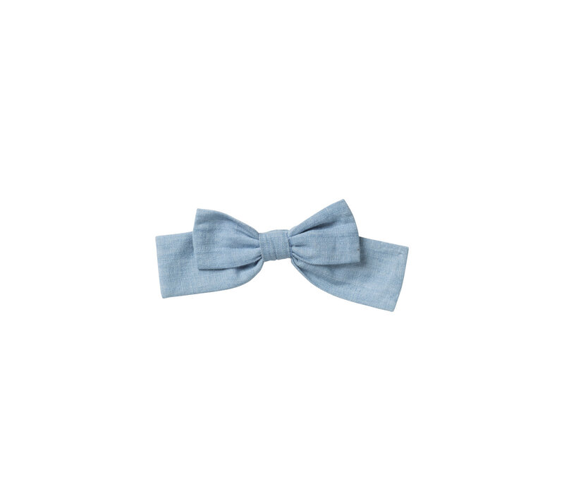 Your Wishes Light Blue Slub Denim Bow Clip