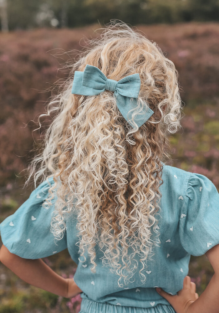 Your Wishes Light Blue Slub Denim Bow Clip