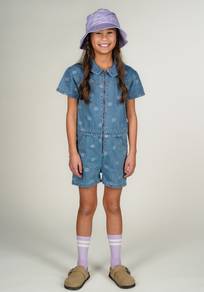 Moodstreet BOBBI smiley-denim playsuit Light Used Denim