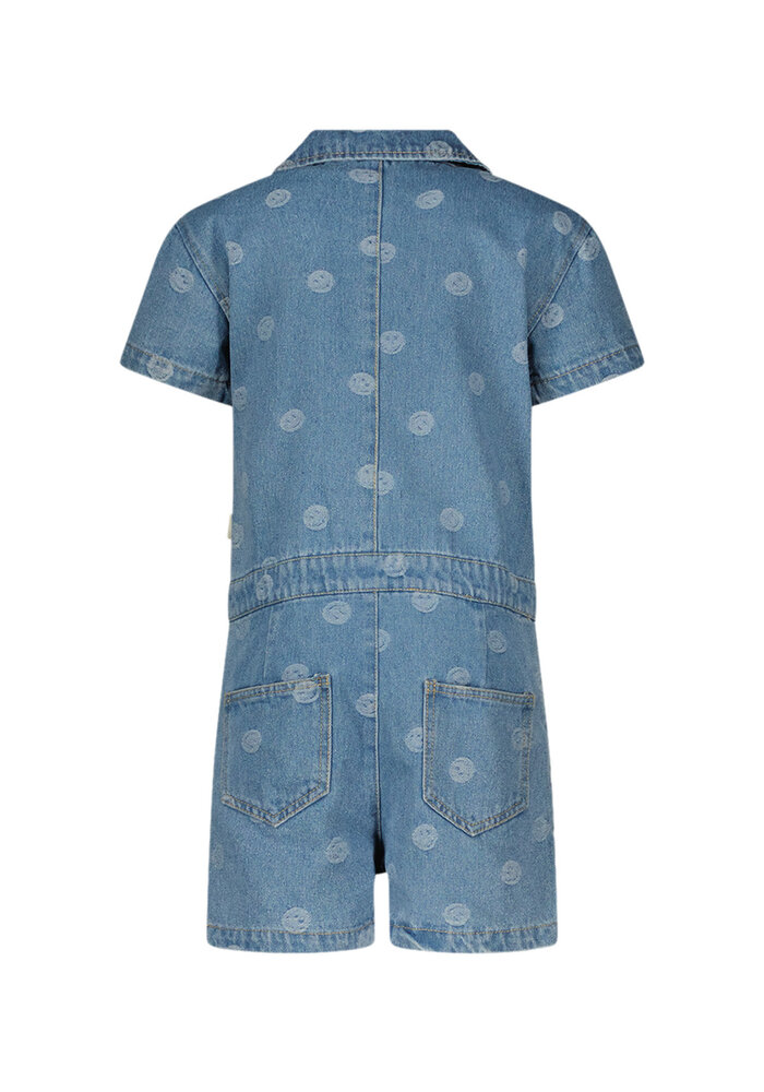 Moodstreet BOBBI smiley-denim playsuit Light Used Denim