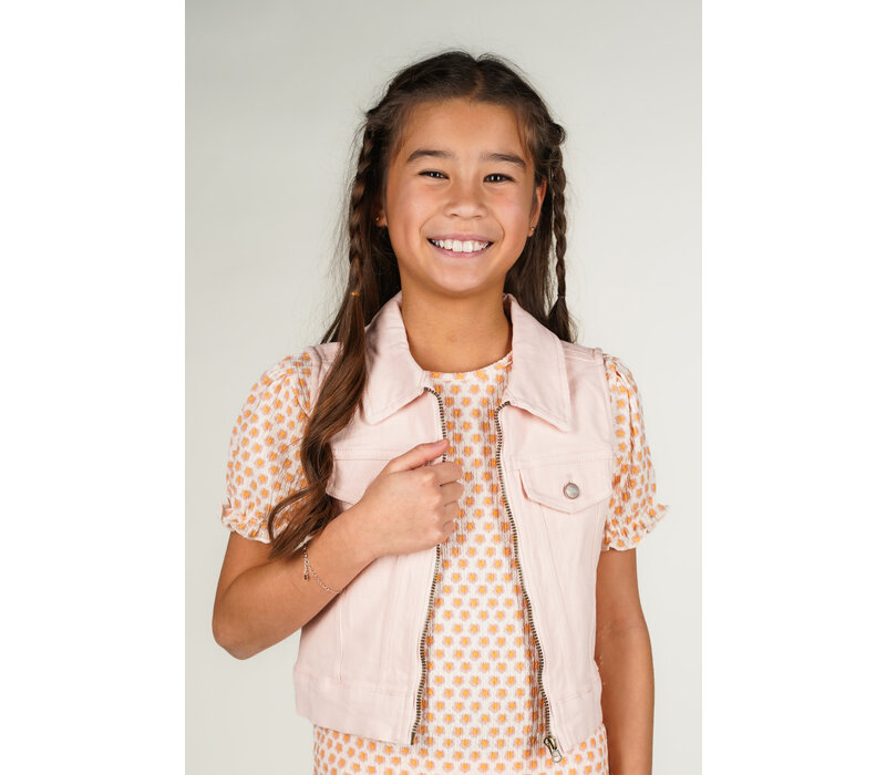 Moodstreet VALERY pink denim gilet Blush Pink