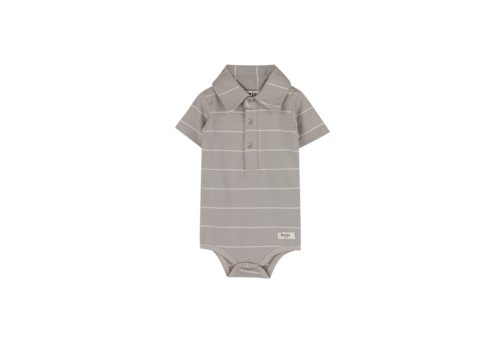 Baje Studio Baje Studio Meco Shortsleeve striped bodysuit, taupe clay