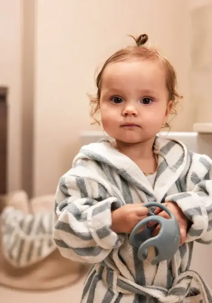 Jollein Badjas 3-4 jaar Stripe Terry - Sea Green - GOTS