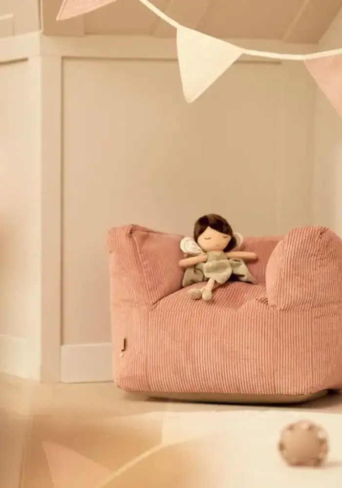 Jollein Fauteuiltje Beanbag corduroy wild rose