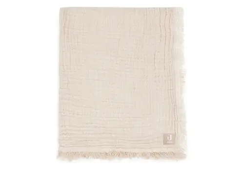 Jollein Jollein Deken Wieg 75x100cm Fringe Stripe - Biscuit/Ivory - GOTS