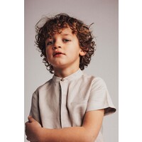 Baje Studio Joa, shortsleeve blouse, taupe clay