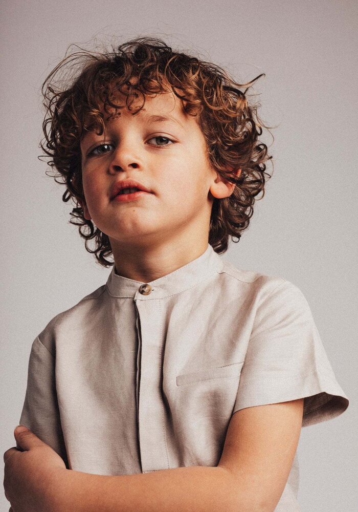 Baje Studio Joa, shortsleeve blouse, taupe clay