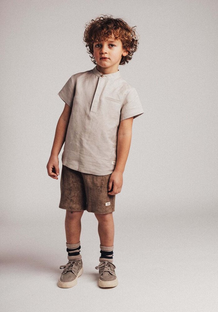 Baje Studio Joa, shortsleeve blouse, taupe clay