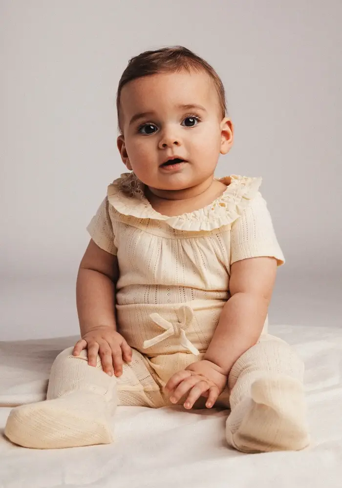 Baje Studio Catarina Jersey Pointelle Legging, Creme