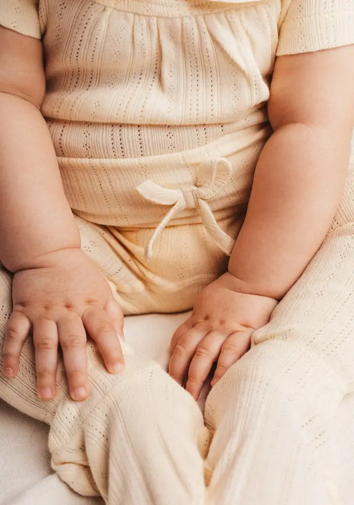 Baje Studio Catarina Jersey Pointelle Legging, Creme