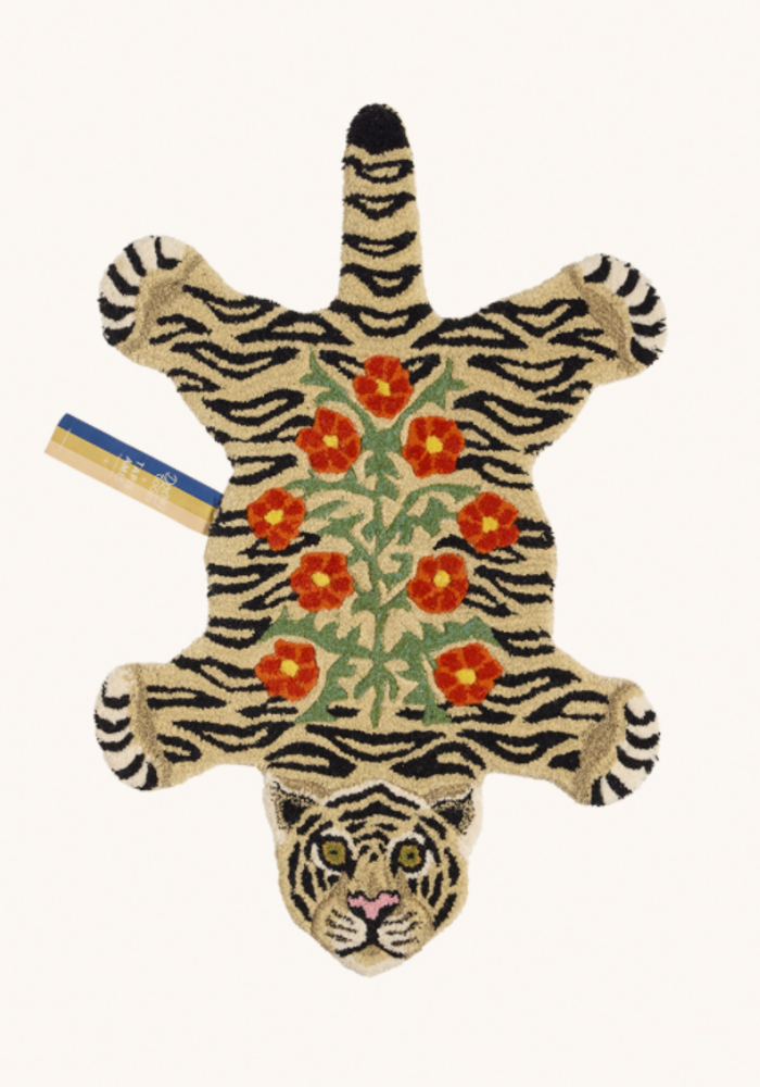 Doing Goods vloerkleed  Floral Witte Tijger Klein