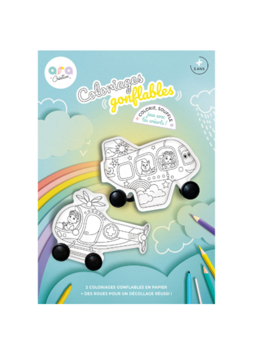 Ara Créative Ara Créative Opblaasbare kleurplaat Vliegtuig-Helicopter