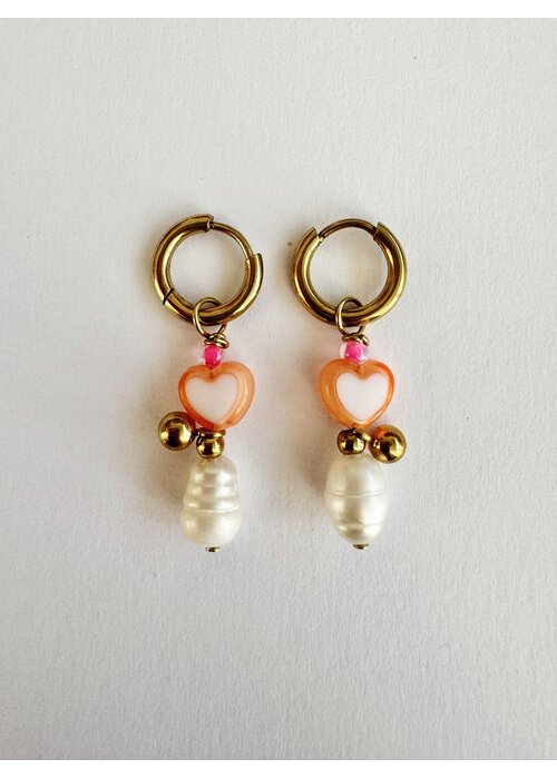 ByMelo Bymelo Oorbellen Hart/Parel