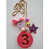 ByMelo Bymelo Verjaardagsketting Roze/ Glitter cijfer 3