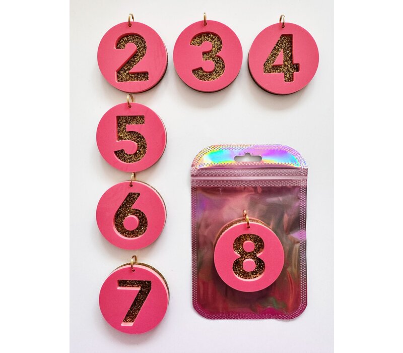 ByMelo cijfer 5 Roze Glitter