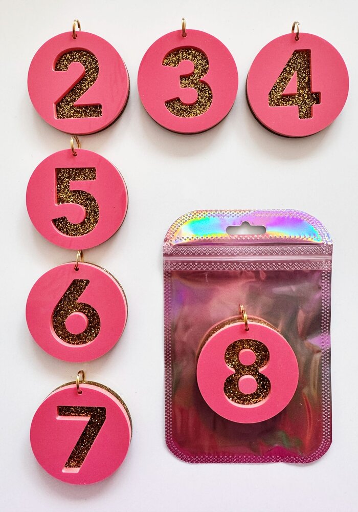 ByMelo cijfer 8 Roze Glitter