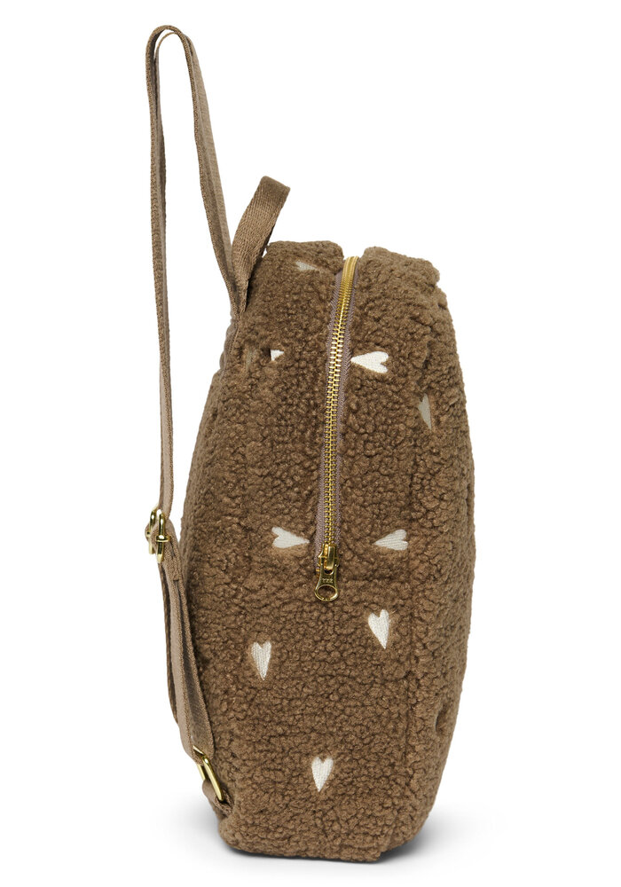 Studio Noos Brown Teddy Hearts Mini Backpack