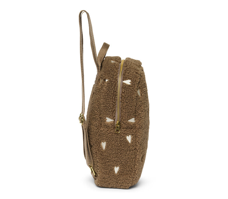 Studio Noos Brown Teddy Hearts Mini Backpack