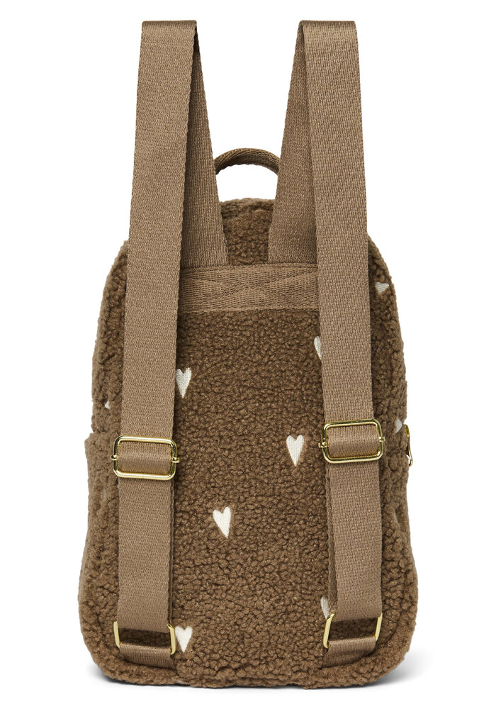 Studio Noos Brown Teddy Hearts Mini Backpack