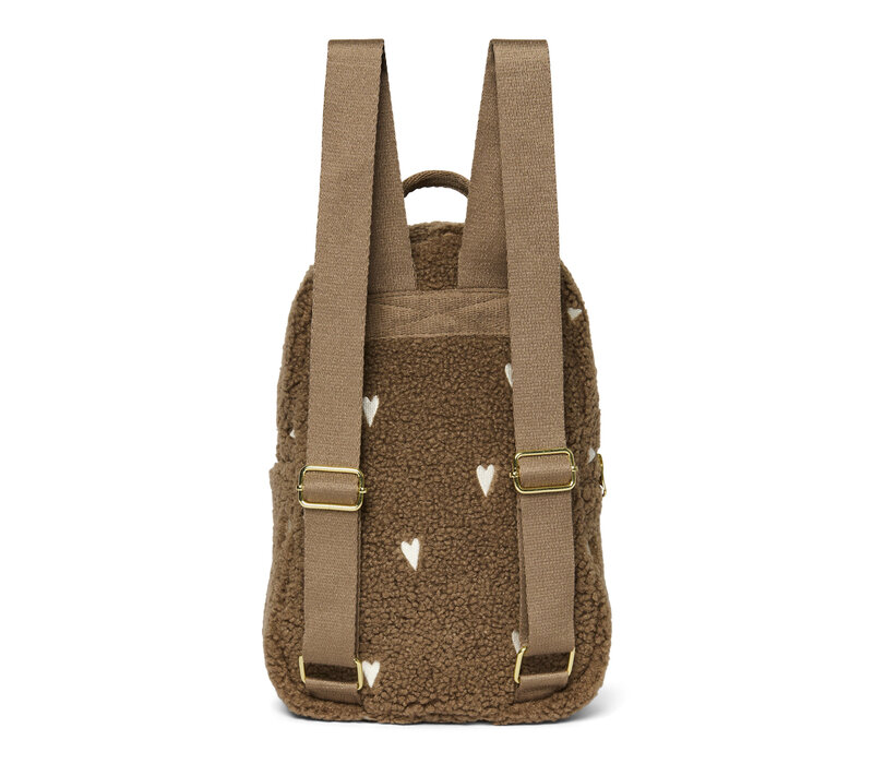 Studio Noos Brown Teddy Hearts Mini Backpack