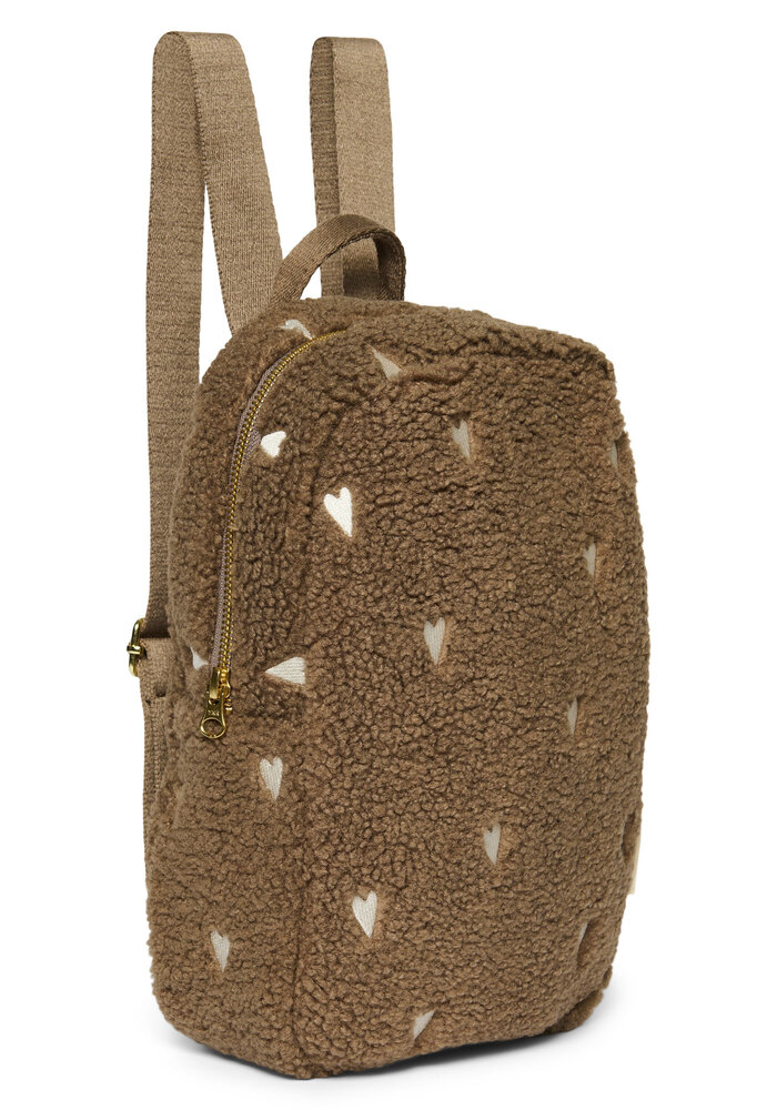 Studio Noos Brown Teddy Hearts Mini Backpack
