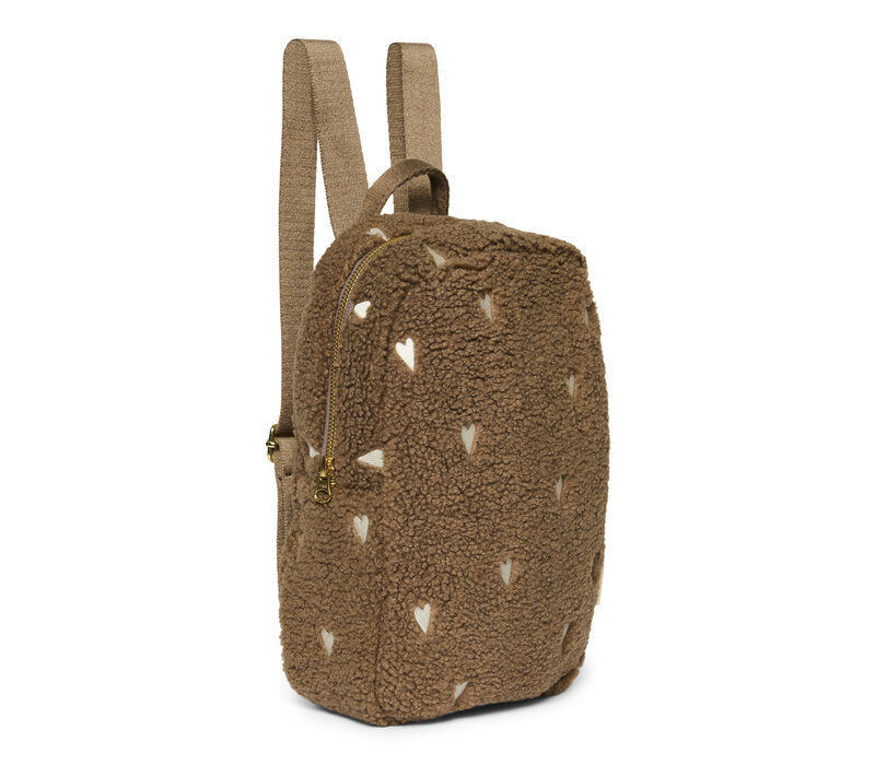 Studio Noos Brown Teddy Hearts Mini Backpack