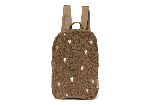 Studio Noos Studio Noos Brown Teddy Hearts Mini Backpack
