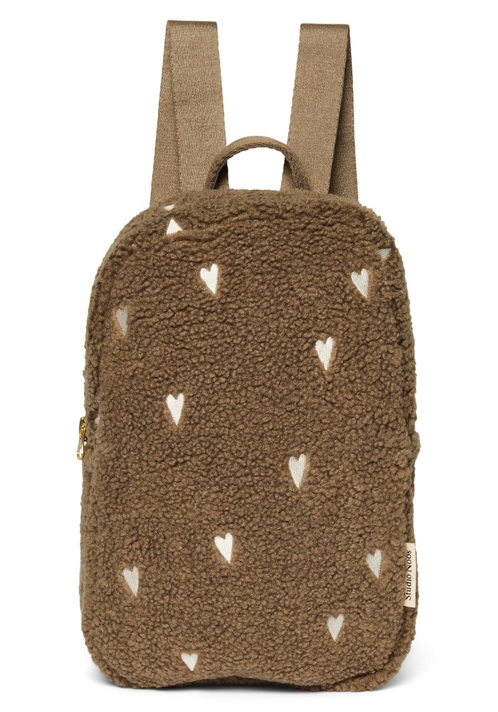 Studio Noos Brown Teddy Hearts Mini Backpack